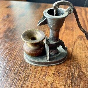 Vintage Metal Dollhouse Well Water Pump with Brass Bowl – Durham Industries Mini